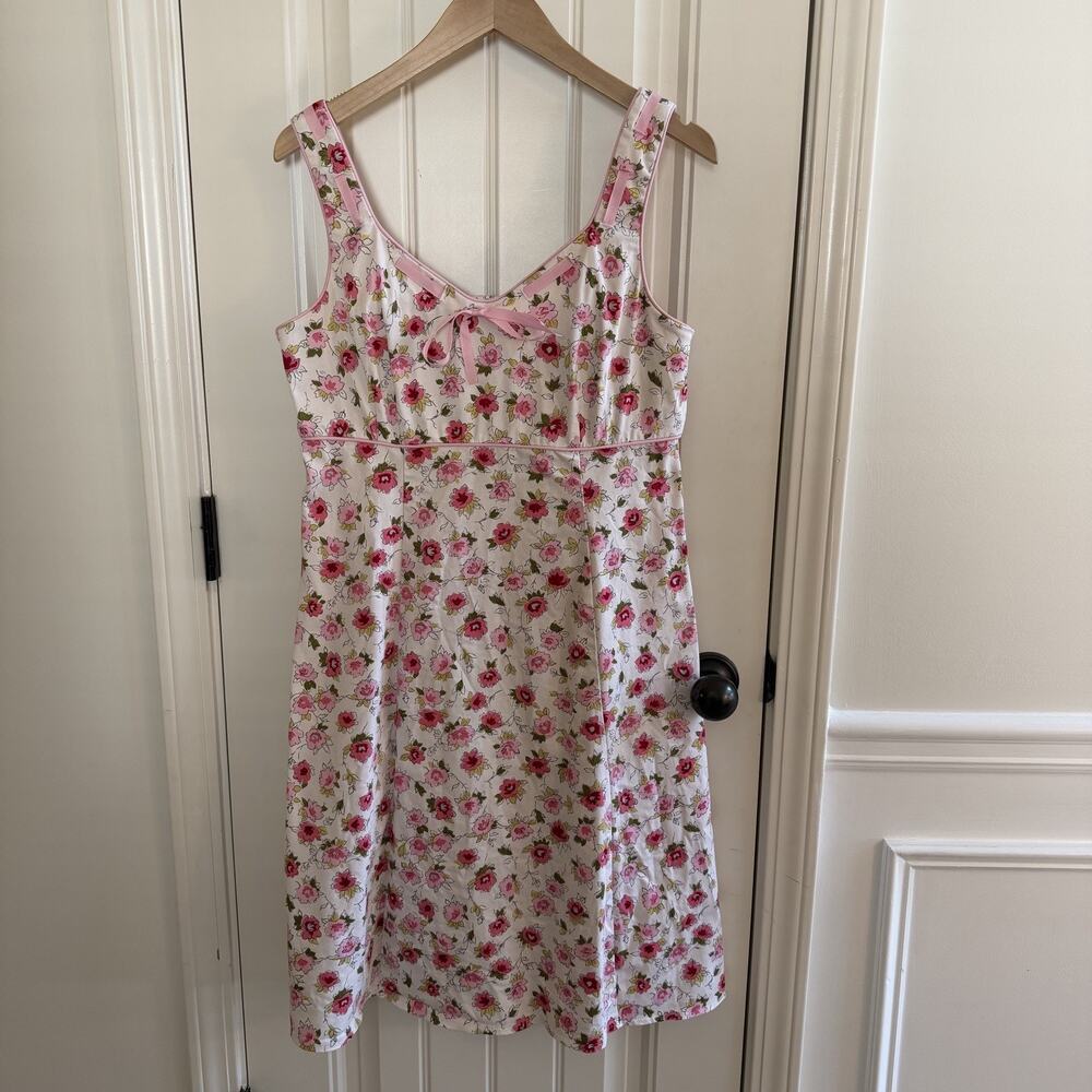 Vintage Sag Harbor Girly Spring Floral Bow Dress Women’s Size 8 Cottagecore